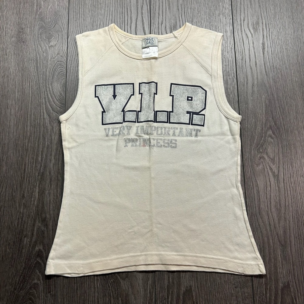 725 Originals Cream VIP Very Important Princess Medium Y2K Baby Tee Tank Top